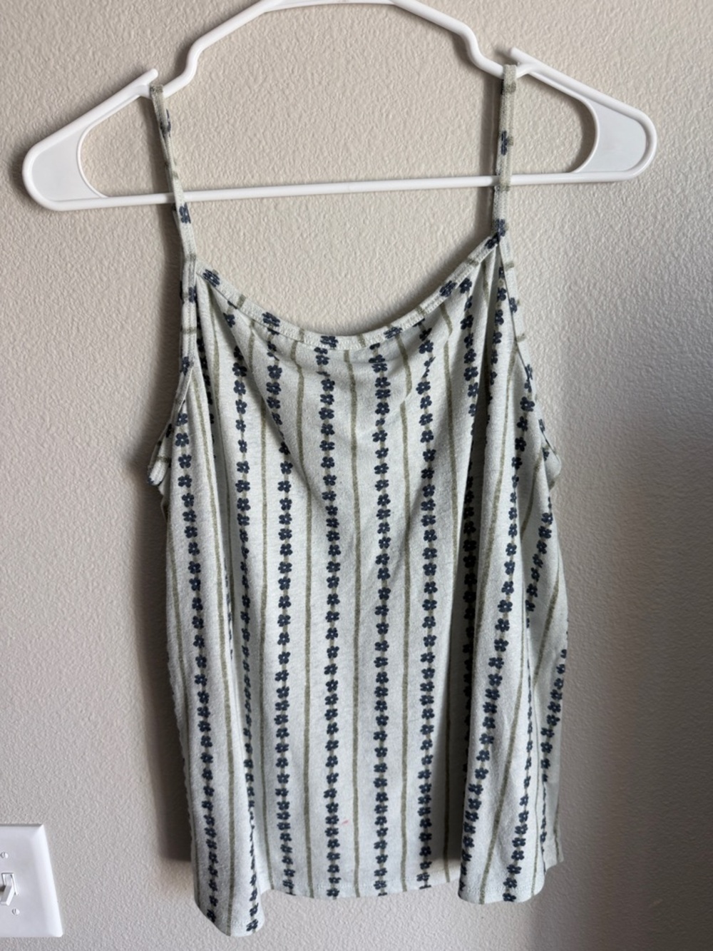 Sonoma Ivory Tank with Navy Floral Stripe Print
